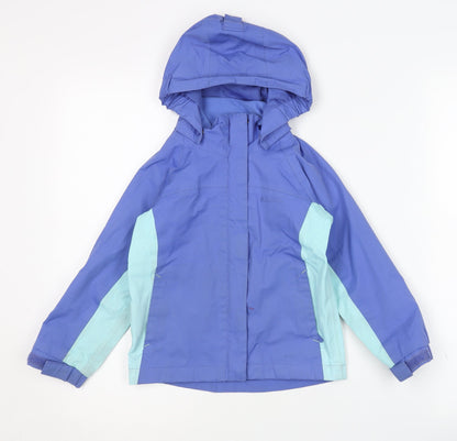 Additional front view of Mountain Warehouse Blue girls’ hooded jacket 3-4 years