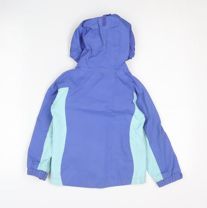 Back view of Mountain Warehouse Blue girls’ hooded jacket 3-4 years