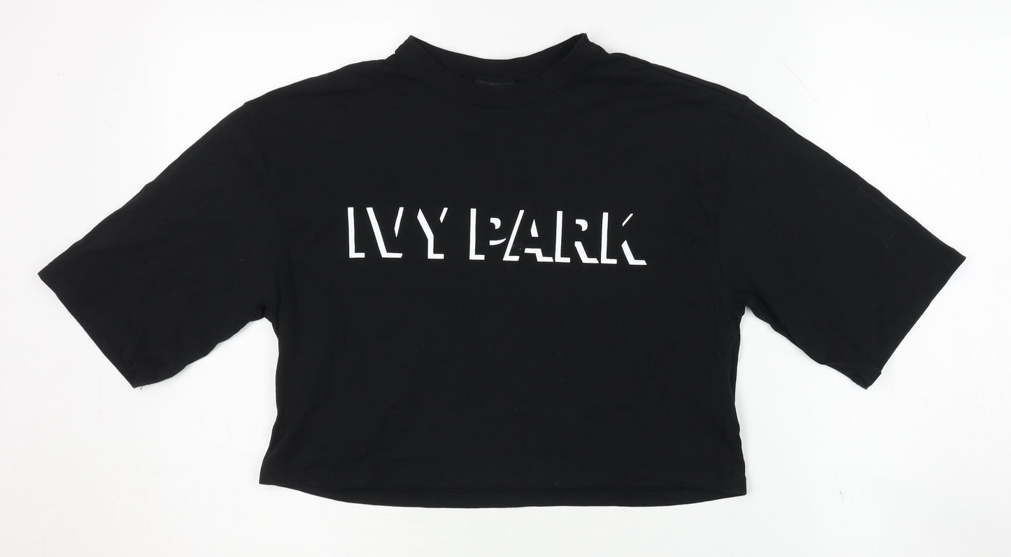Ivy Park Women's Black Cropped T-Shirt XS