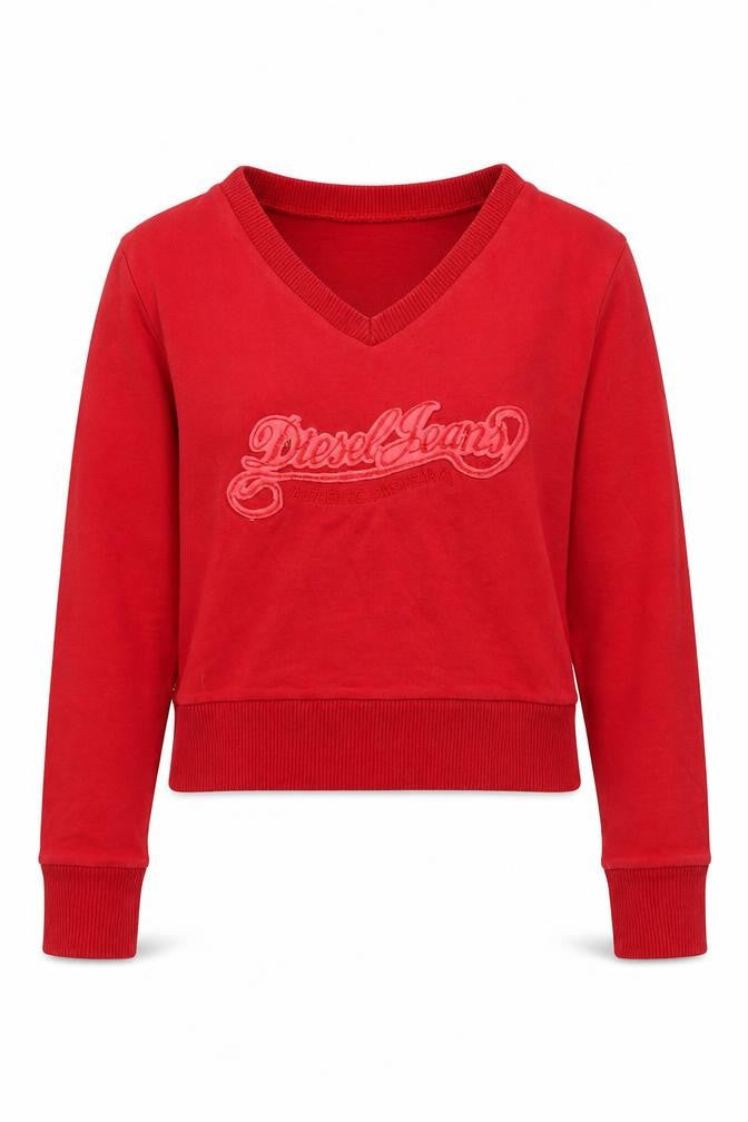 Diesel Girls Red V-Neck Logo Sweatshirt Size M