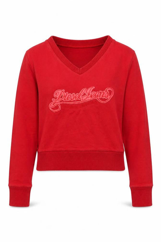Diesel Girls Red V-Neck Logo Sweatshirt Size M