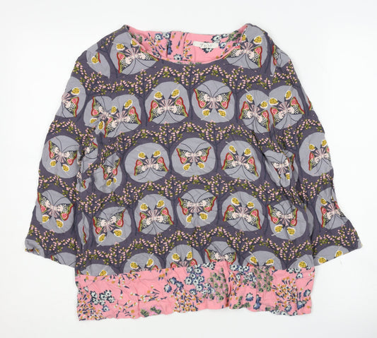 White Stuff Women's Multicoloured Butterfly Top UK 12