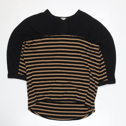 Phase Eight Women's Striped Top UK 10 Black Beige
