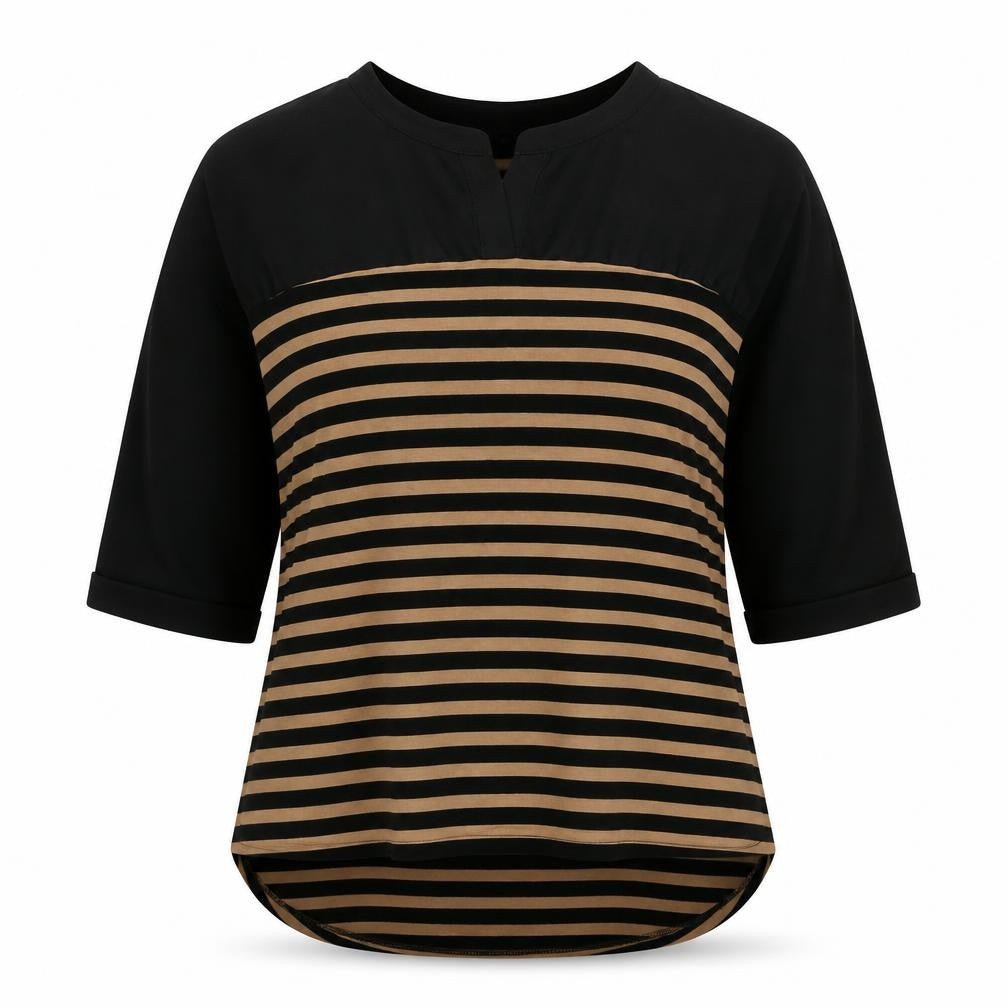 Phase Eight Women's Striped Top UK 10 Black Beige