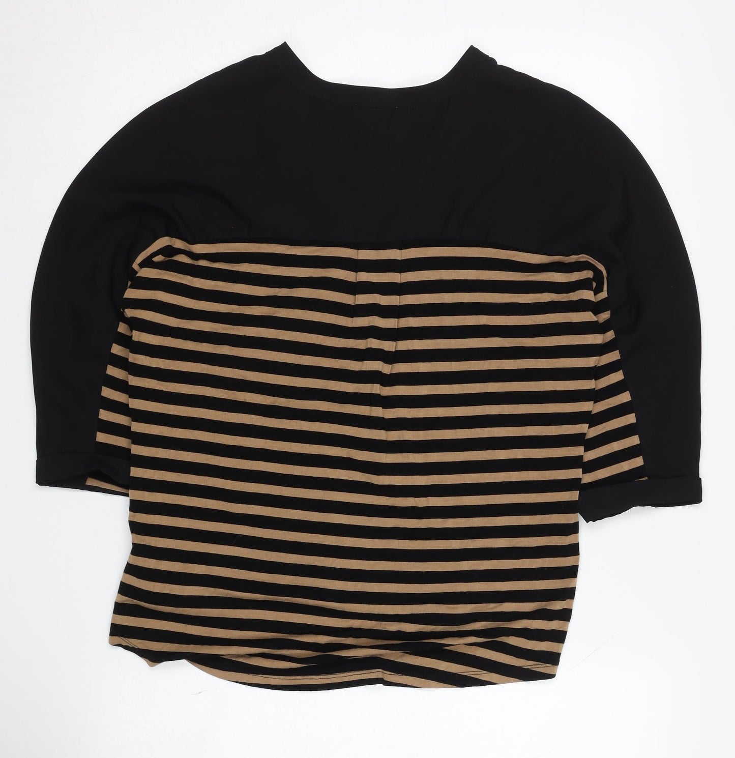 Phase Eight Women's Striped Top UK 10 Black Beige