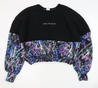 Additional front view of Holyfield girls’ sweatshirt black multicoloured pullover 14-15 years