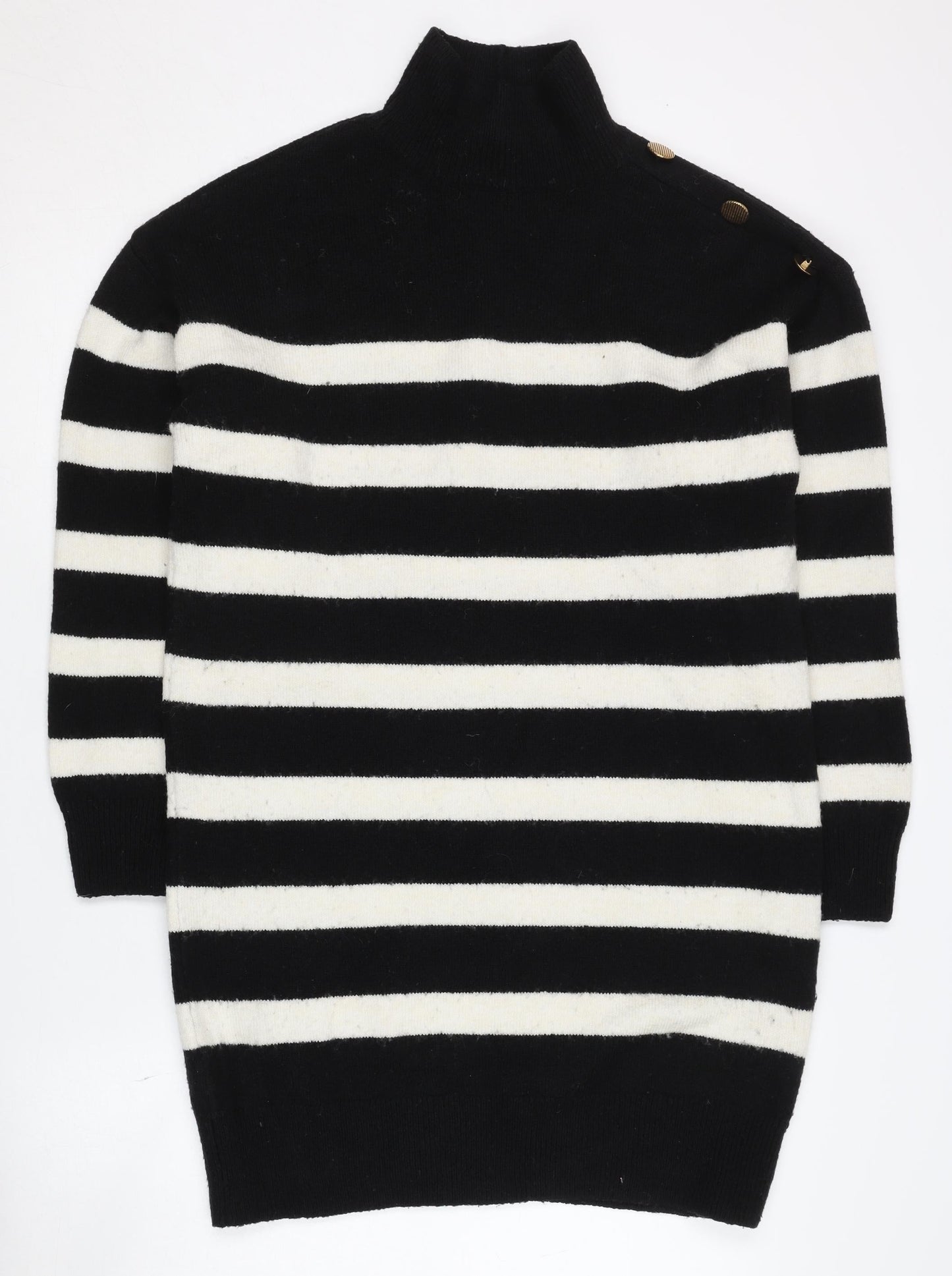 New Look Women's Black Striped Pullover Jumper - Small