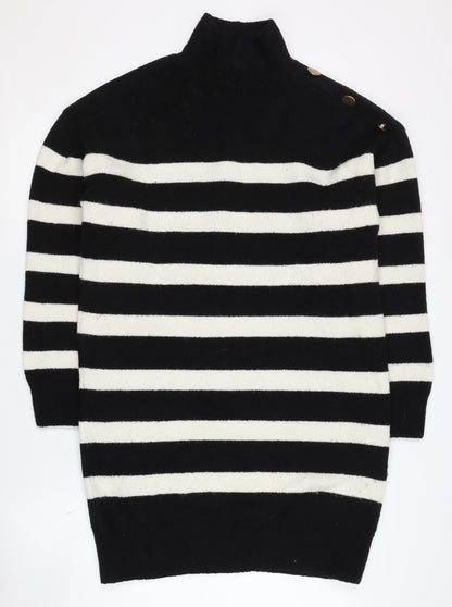 New Look Women's Black Striped Pullover Jumper - Small