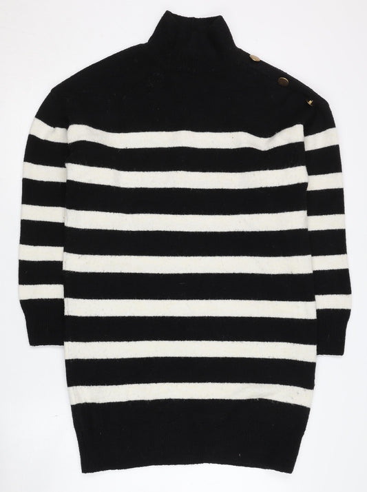 New Look Women's Black Striped Pullover Jumper - Small