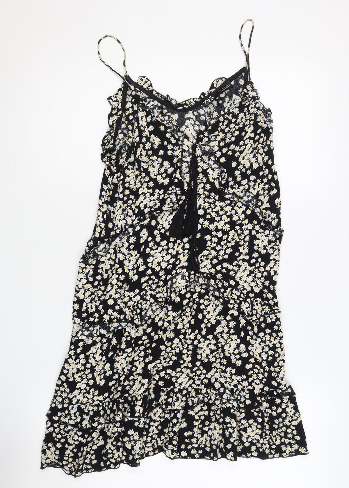 Zara Women's Black Floral XS Slip Dress