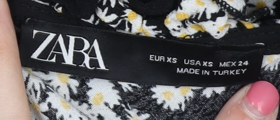 Zara Women's Black Floral XS Slip Dress