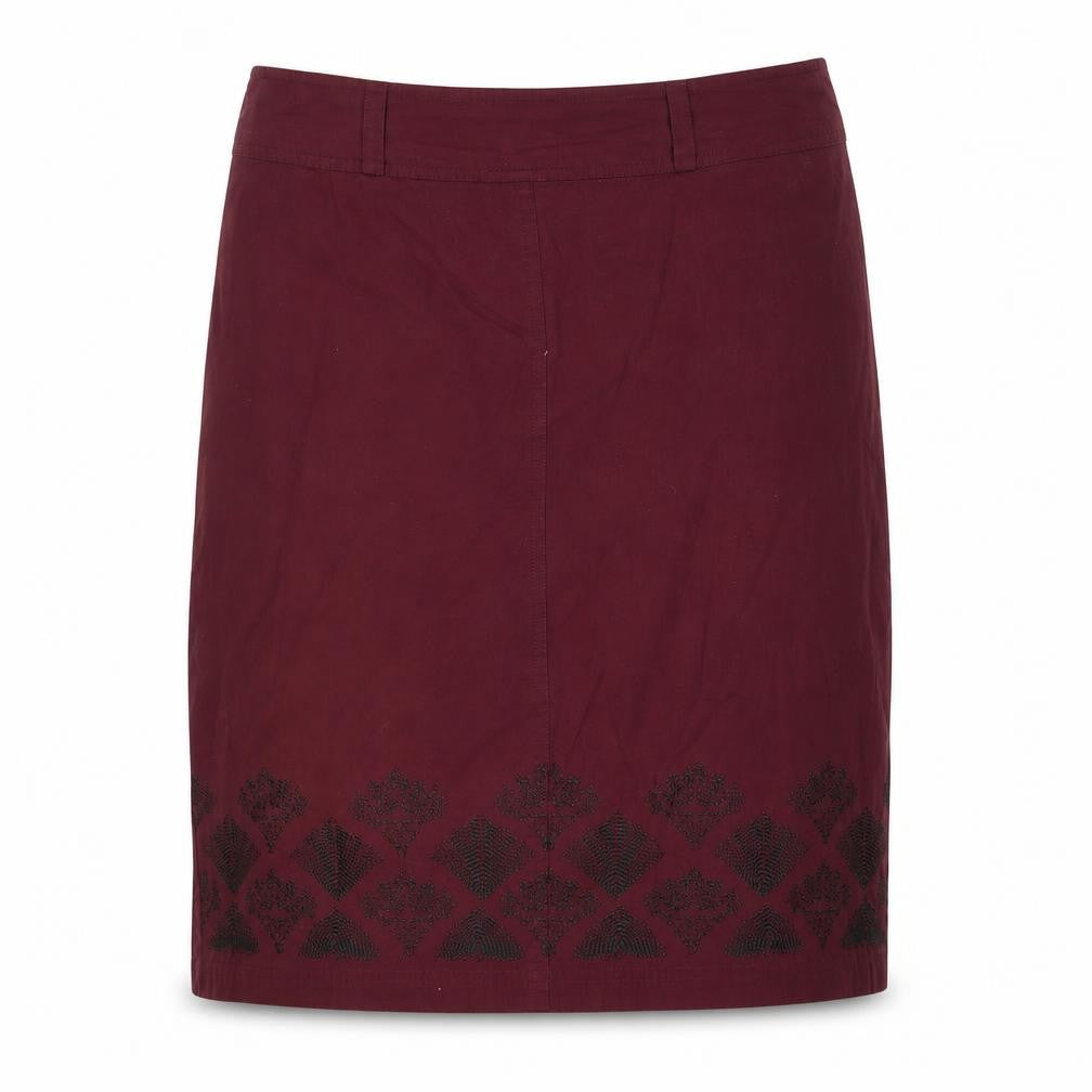 District Women's Red Embroidered Cotton Skirt Size 14