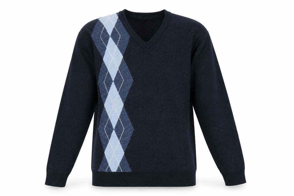 Tootal Men's Blue Argyle V-Neck Pullover Jumper L