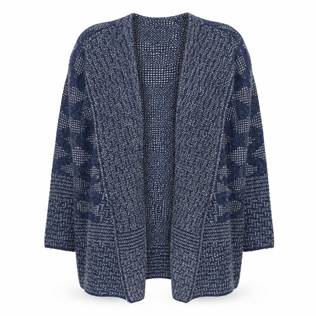 Marks & Spencer Women's Blue Open Front Cardigan, Size L, Geometric
