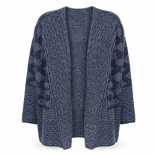 Marks & Spencer Women's Blue Open Front Cardigan, Size L, Geometric