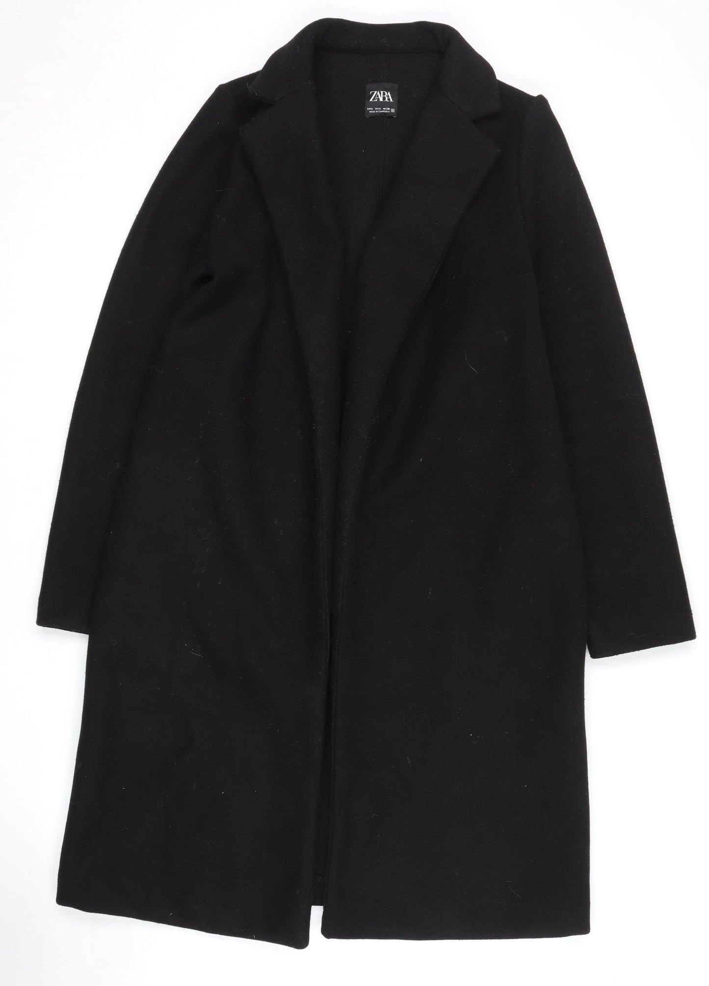 Zara Women's Black Overcoat, Size S, Elegant Autumn Wear