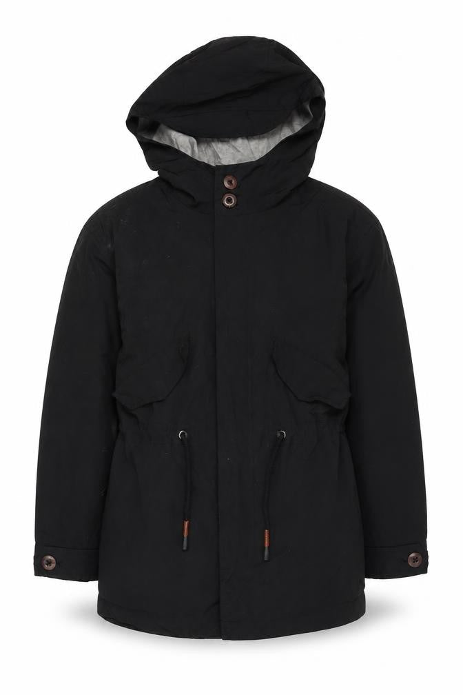 Zara Boys Black Hooded Jacket Size 5 Years with Button Accents