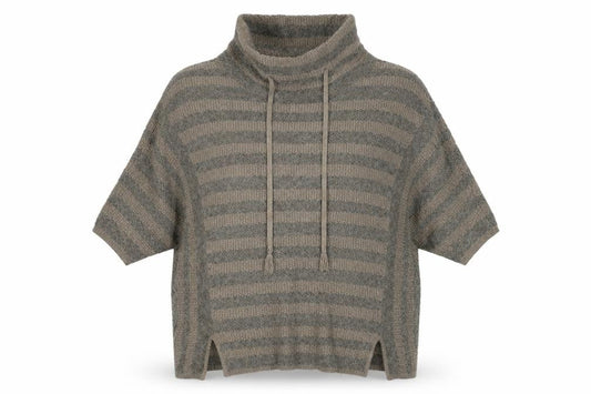 Wrap Women's Beige High Neck Striped Jumper Size 8/10