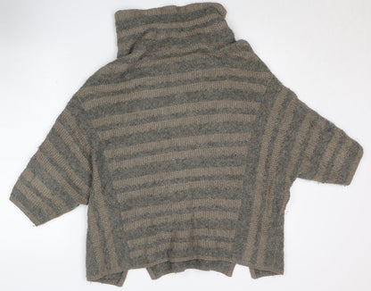 Wrap Women's Beige High Neck Striped Jumper Size 8/10