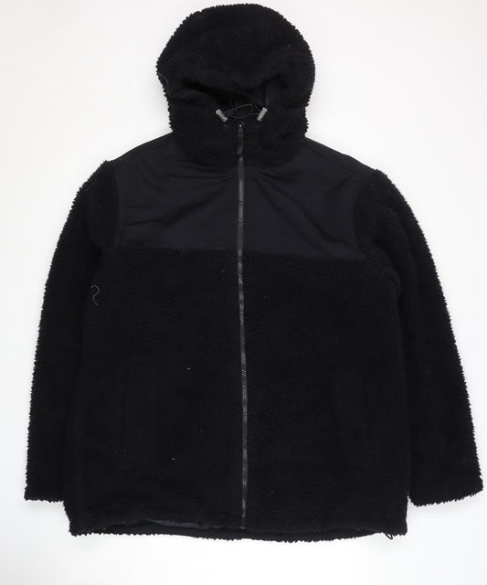 H&M Men's Black Hooded Puffer Jacket L - Casual Warmth