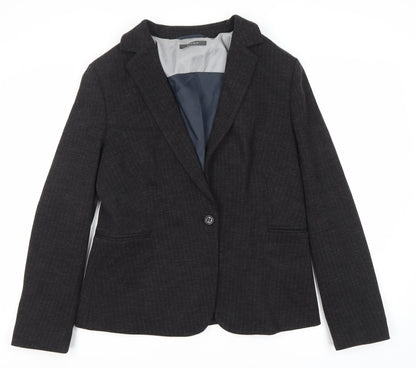 Additional front view of ESPRIT Women's Black Pinstripe Blazer, size 18