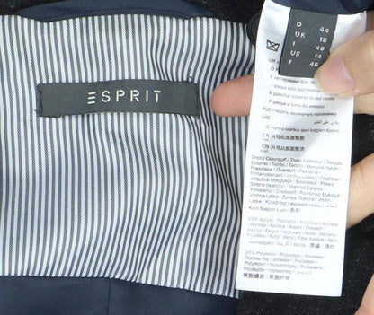 Close-up detail of ESPRIT Women's Black Pinstripe Blazer, size 18