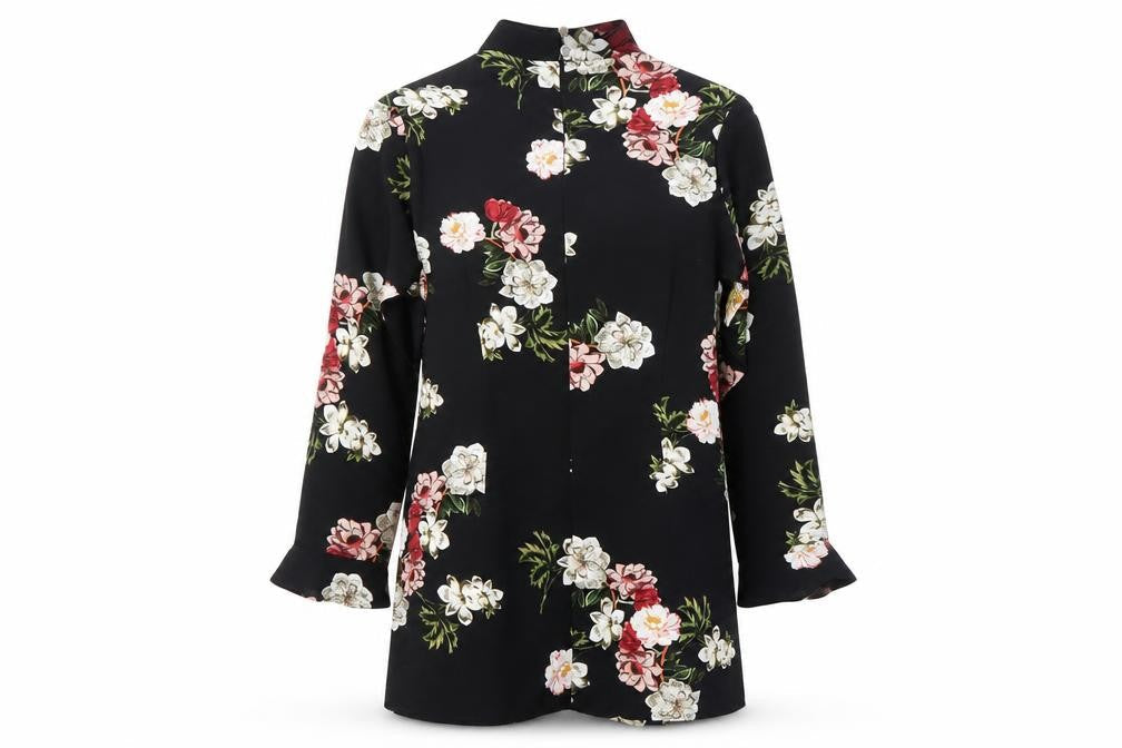 SOSANDAR Women's Black Floral Tunic, Size 10