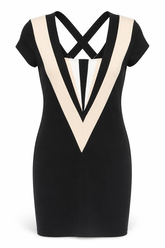 RingSpun Women's Colourblock Knee Length Bodycon Dress