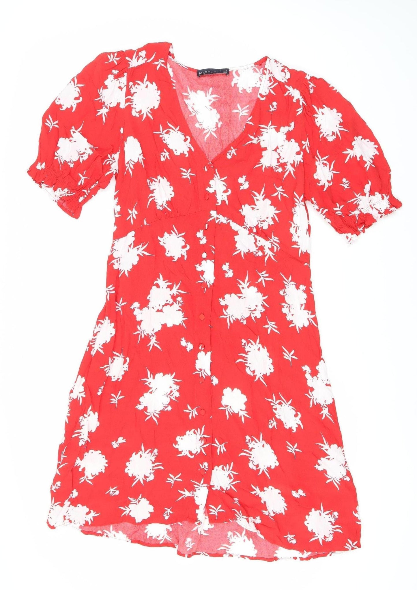 Marks & Spencer Women's Red Floral Viscose Dress