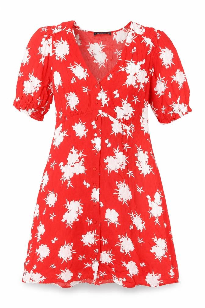 Marks & Spencer Women's Red Floral Viscose Dress