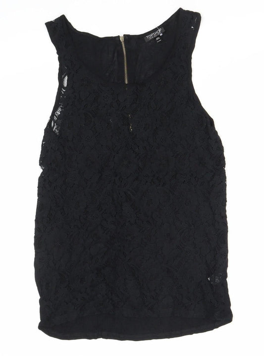 Topshop Women's Black Lace Tank, Size 10