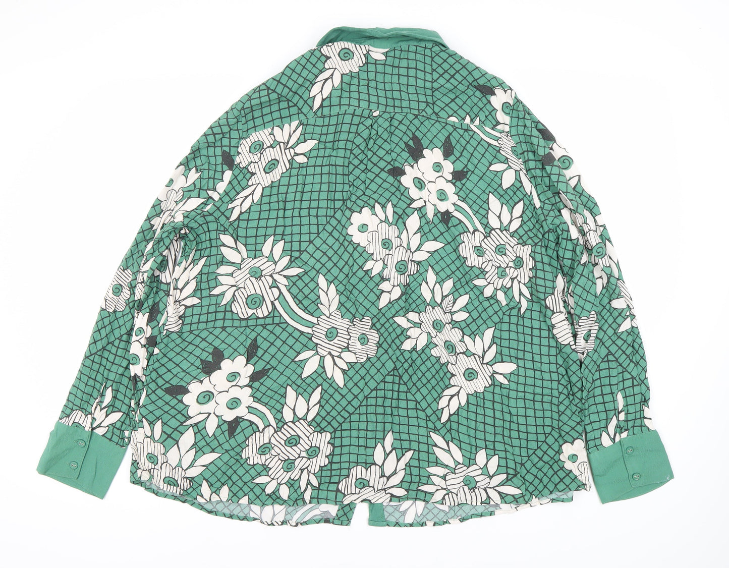 Next Green Floral Button-Up Blouse, Size 20, Women's