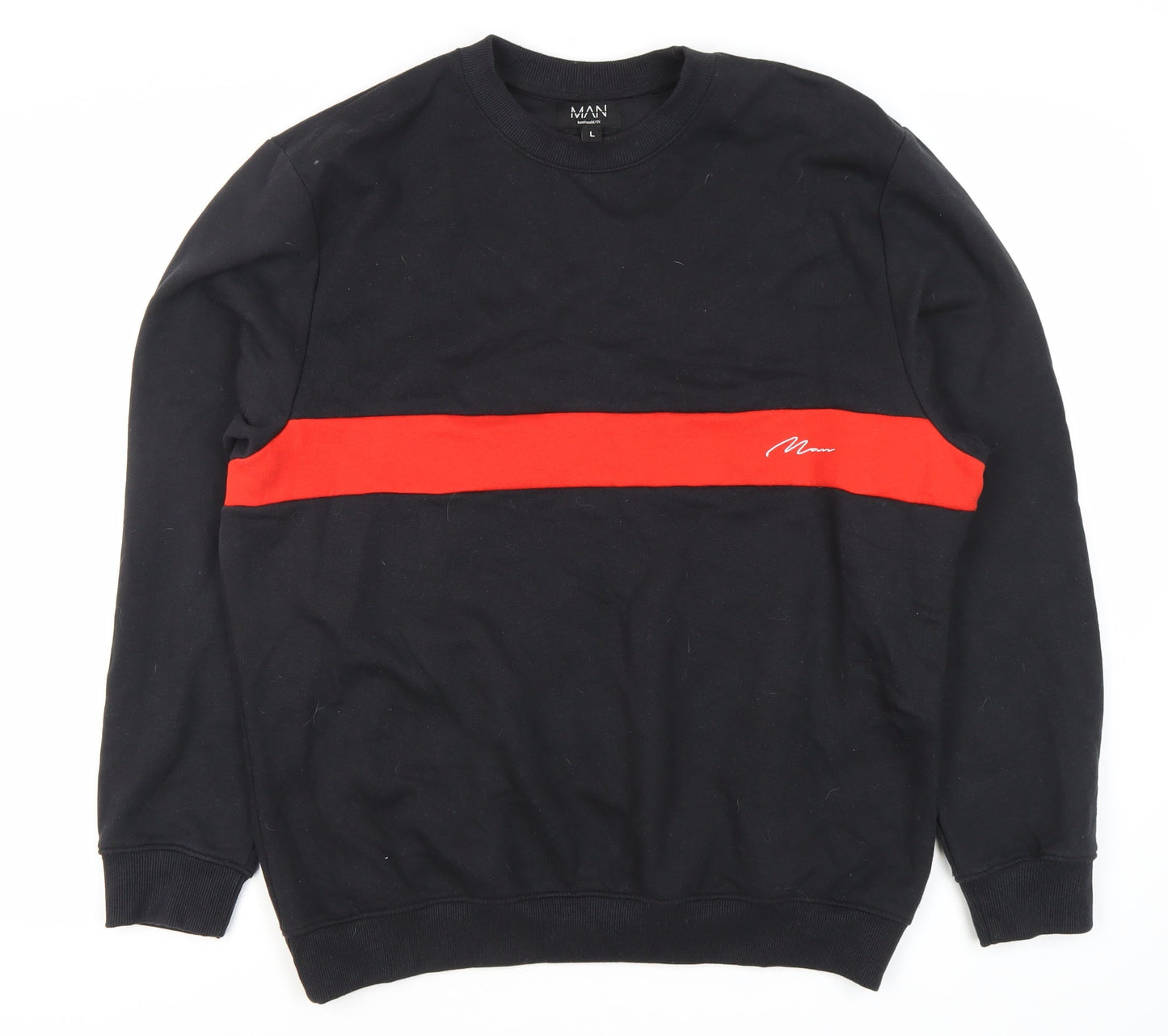 boohooMAN Men's Black Sweatshirt L - Logo Pullover