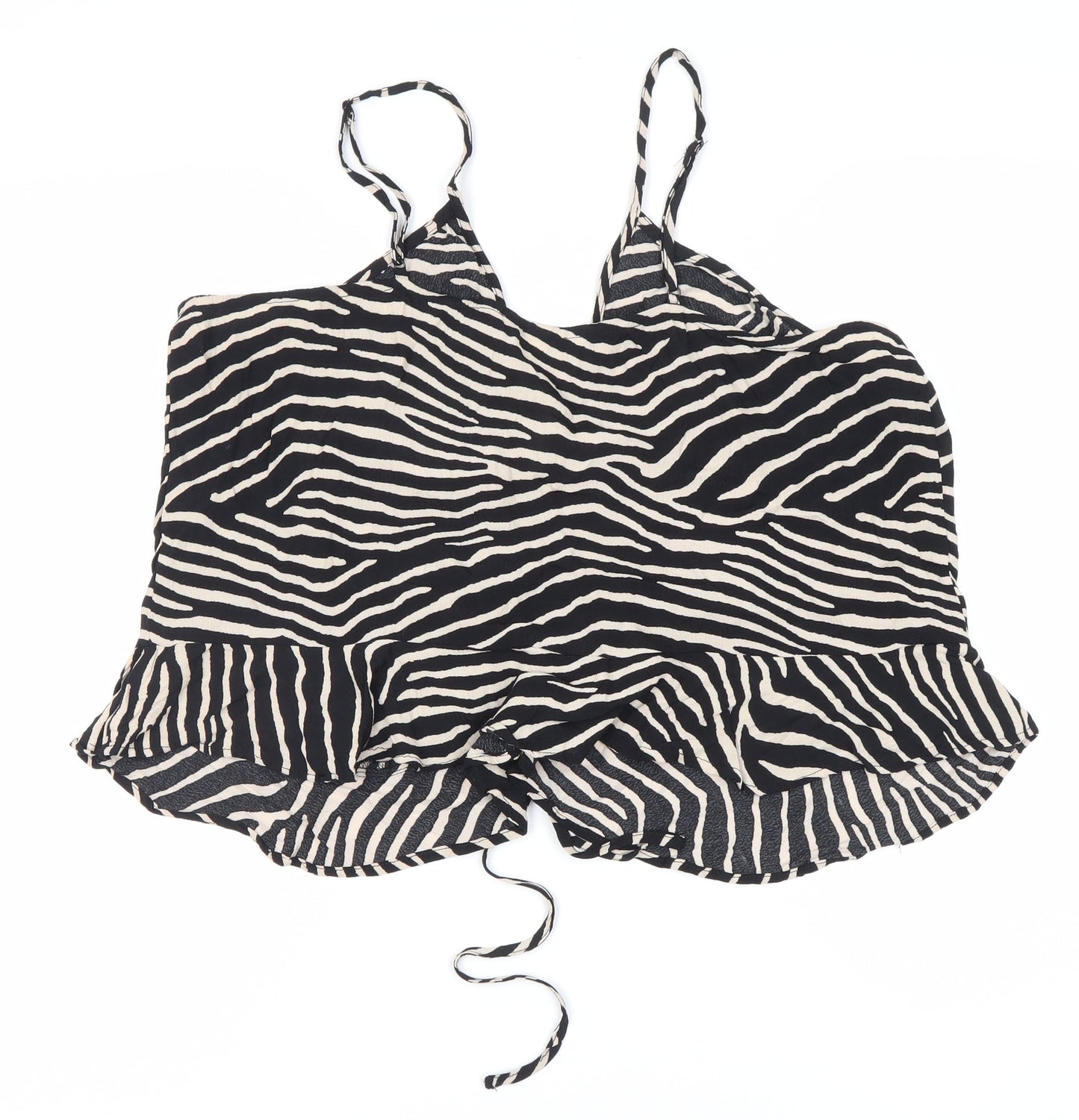 H&M Women Black Camisole Tank Top, Size 22, Animal Print