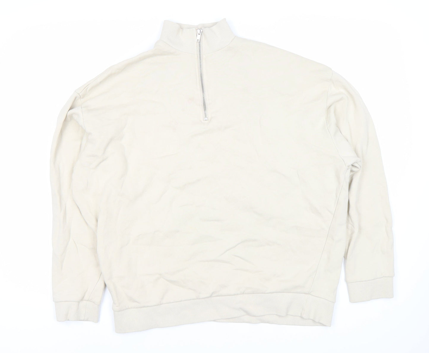 ASOS Men's Ivory Full Zip Sweatshirt M Mock Neck