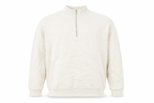 Front view of ASOS Men's Ivory Full Zip Sweatshirt M Mock Neck