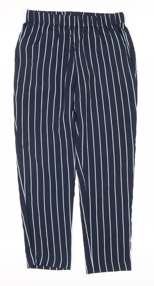 H&M Women's Blue Striped Trousers Size 8