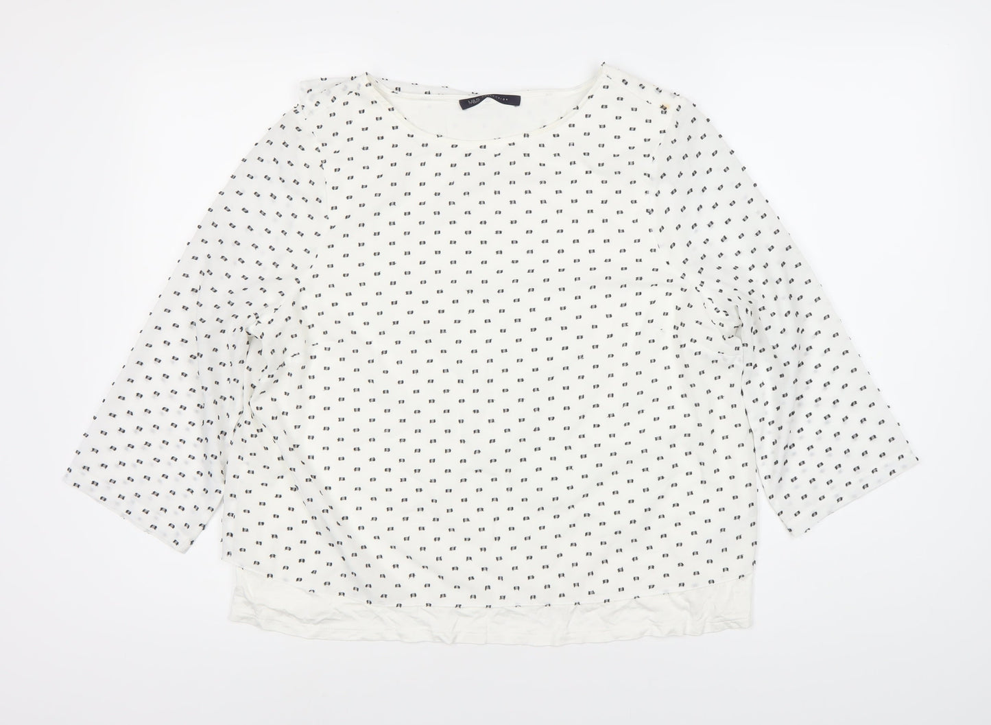 Marks and Spencer Women's White 3/4 Sleeve Viscose Blouse