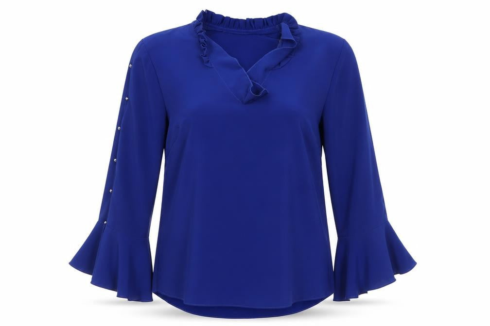 Damselfly Women Blue Bell Sleeve Blouse Size 12