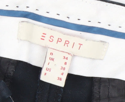 Close-up detail of ESPRIT Women's Black Trousers, size 8, Mid-Rise, Straight Leg