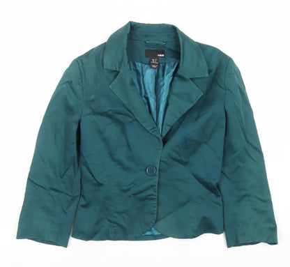 H&M Green Women's Blazer, Size 6, Classic Fit, Lined