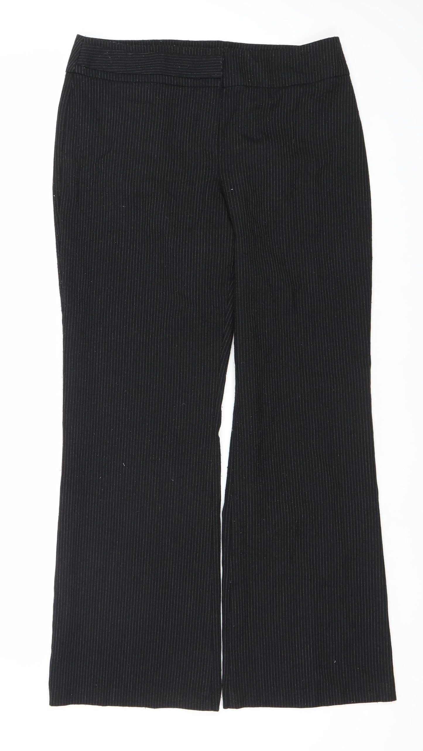 Marks and Spencer Women's Black Pinstripe Trousers UK 12