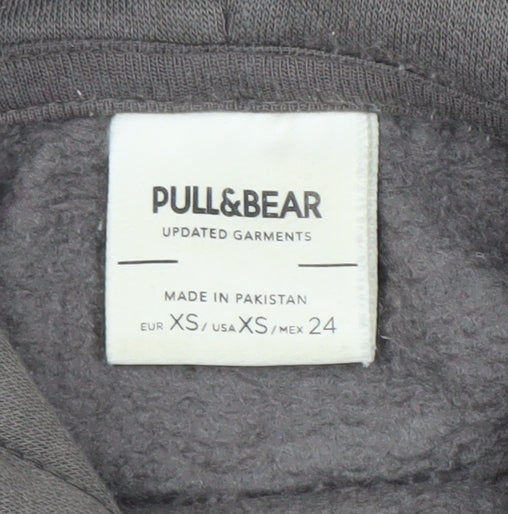 Pull&Bear Unisex Grey XS Hoodie with Drawstring and Hood
