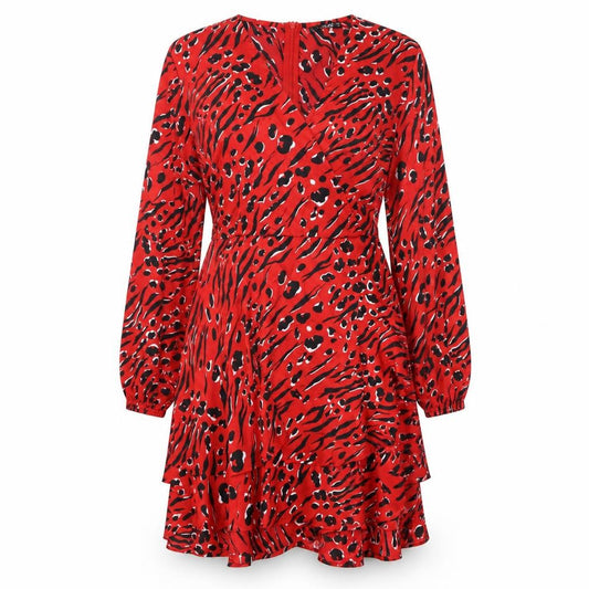 Q/S Women's Red Short Wrap Dress, Size 12