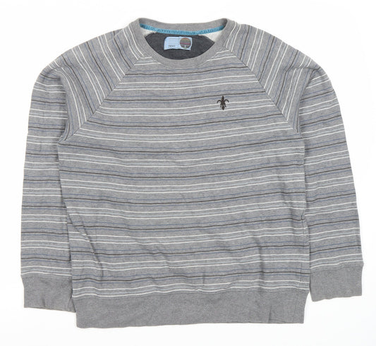 Next Men's Grey Striped Pullover Sweatshirt S