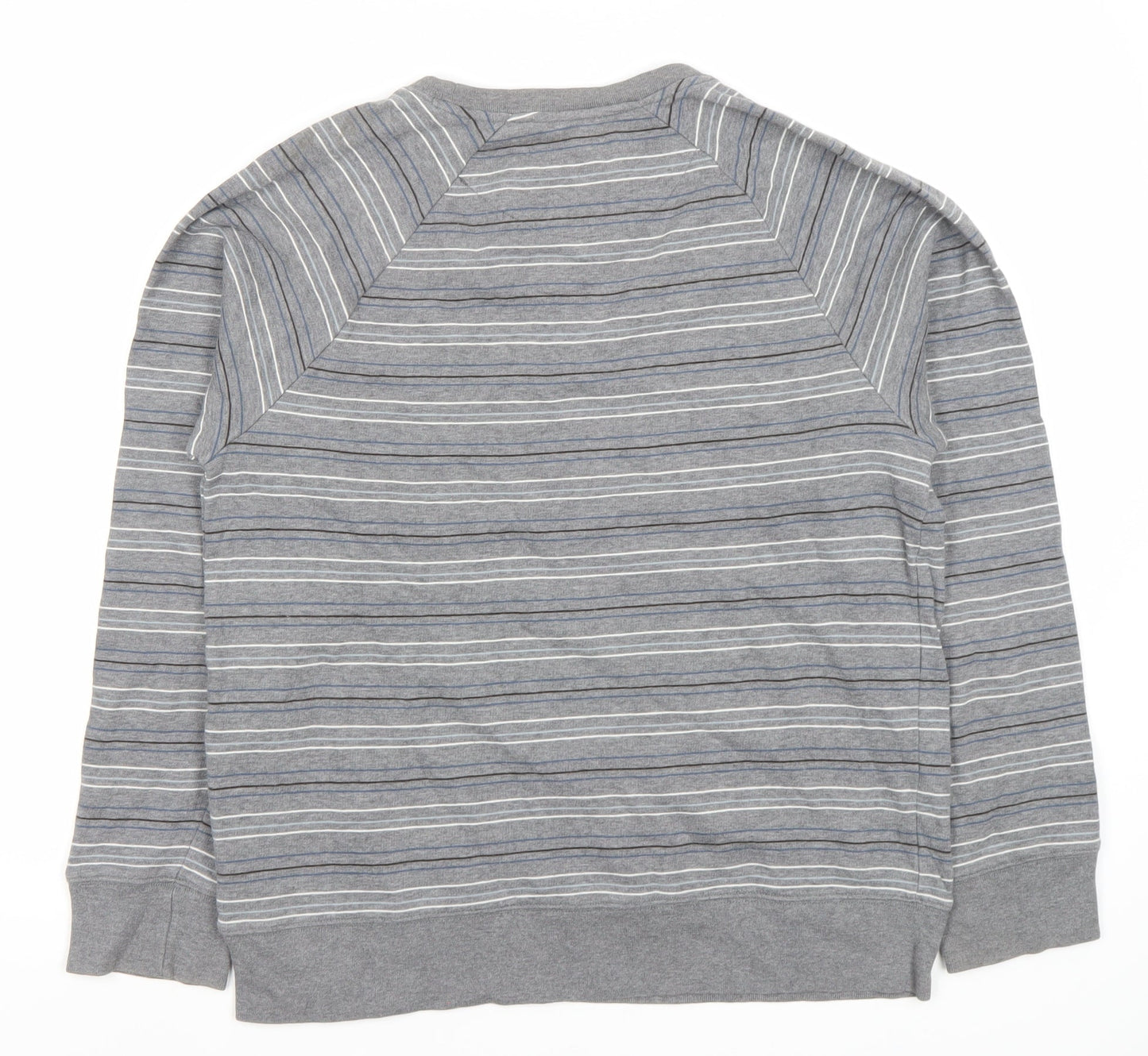 Next Men's Grey Striped Pullover Sweatshirt S