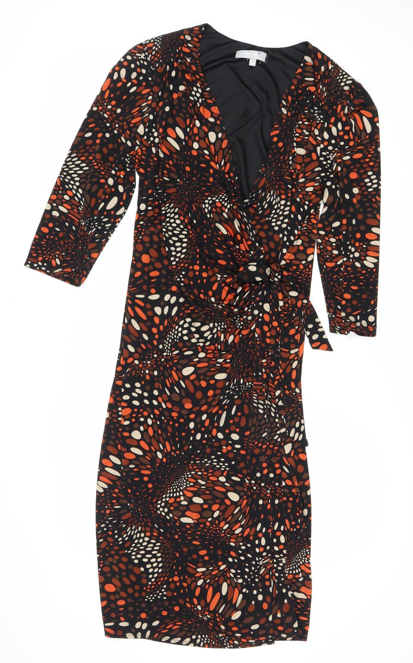 Per Una Women's Black Wrap Dress Size 14 Geometric