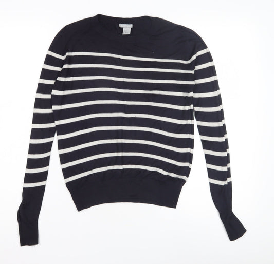 H&M Women's Black Striped Pullover Jumper XS