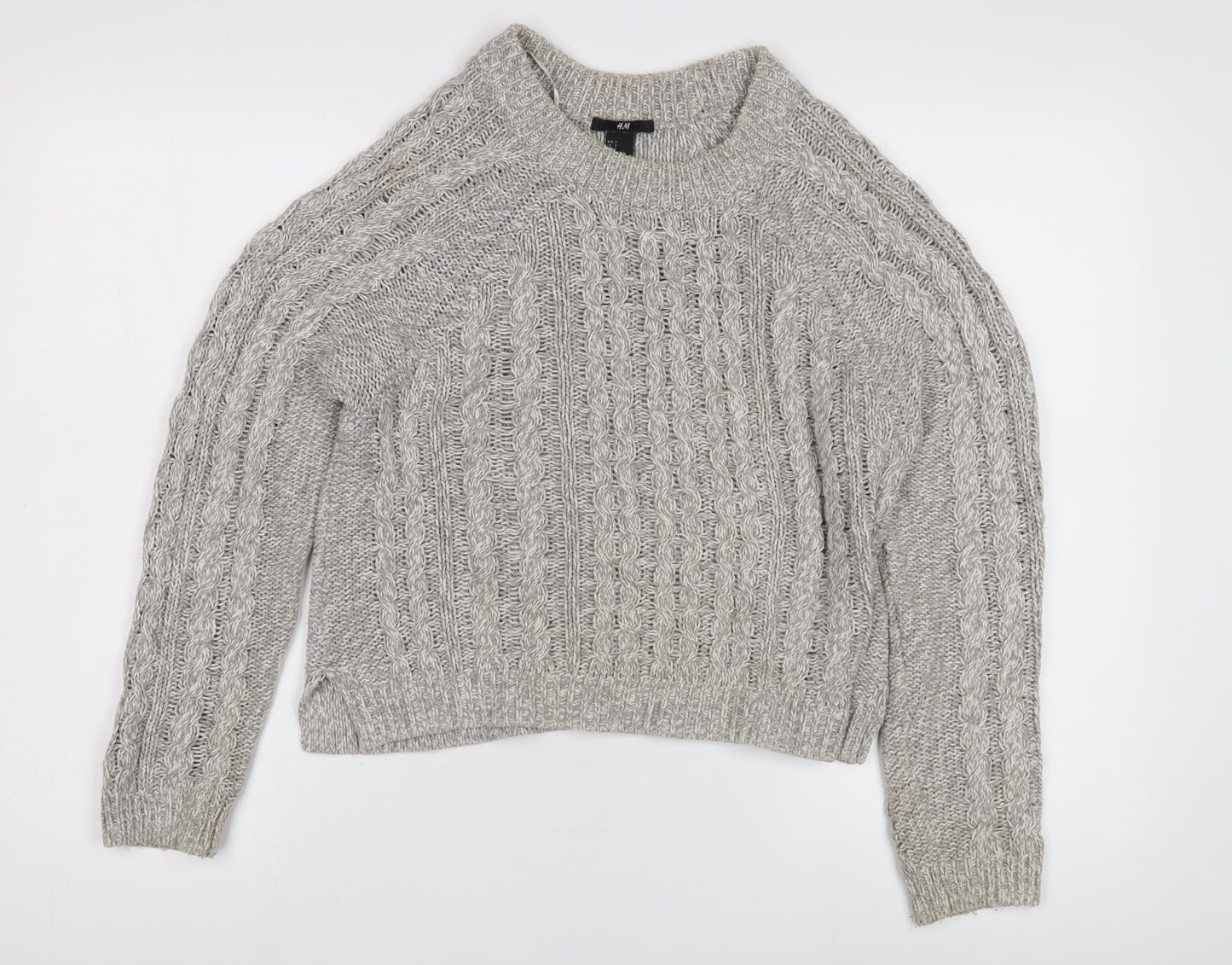 H&M Women's Grey Cable-Knit Pullover Jumper, Size S
