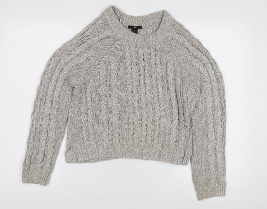 H&M Women's Grey Cable-Knit Pullover Jumper, Size S